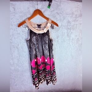 BCBG Max Azria Halter Shift Dress Black Pink Floral Polka Dot XS NWT summer
